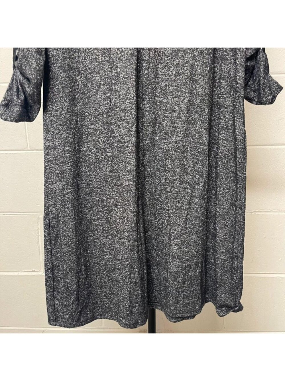 Philosophy Dresses Charcoal Heather Knit Roll-Tab Sleeve Henley Dress Size S - Picture 4 of 8